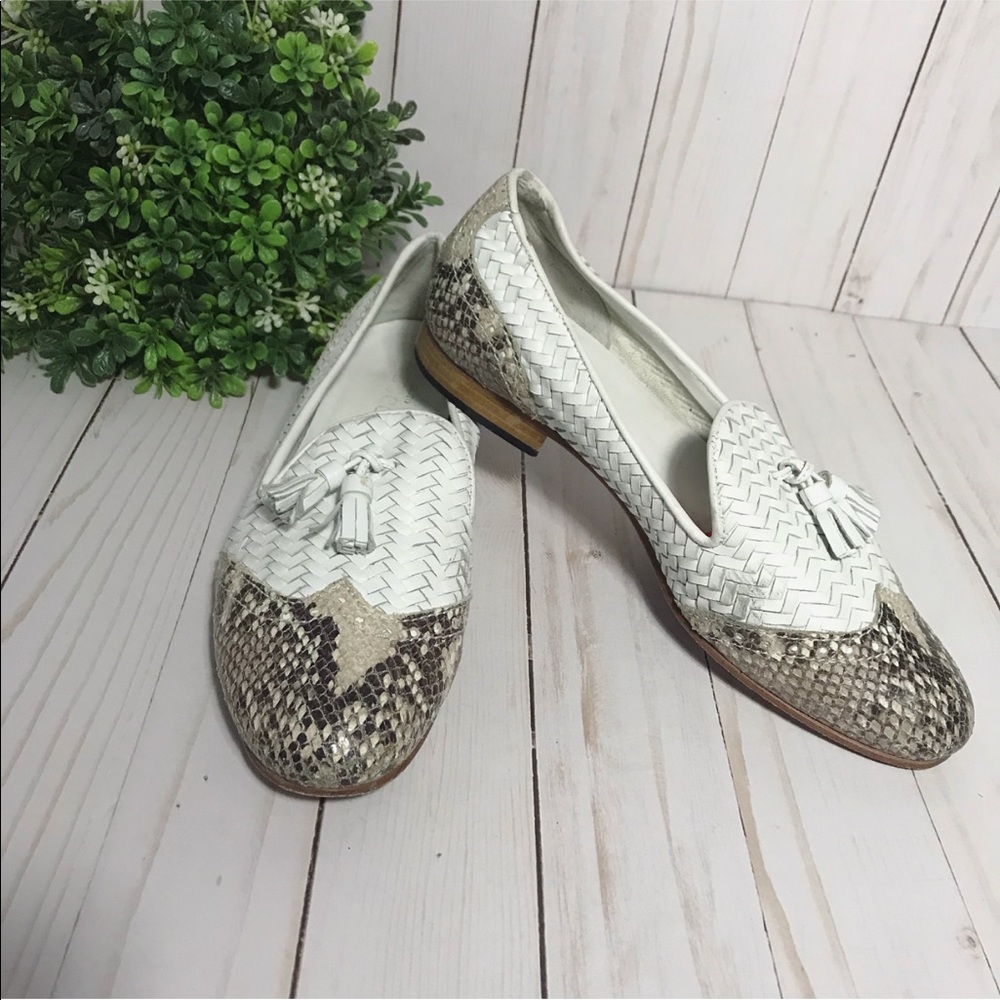 Sesto Meucci leather snakskin loafers size 7